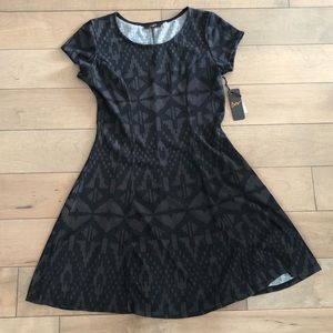 Dex Black T-Shirt Dress with Geometric Pattern
